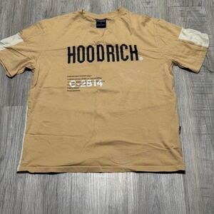 Hoodrich Mens Tan Cream Cotton Graphic T-Shirt Size L Skater Streetwear Tee